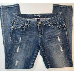 Amethyst Womens Blue Denim Sim Fit Medium Wash Jeans Size 11